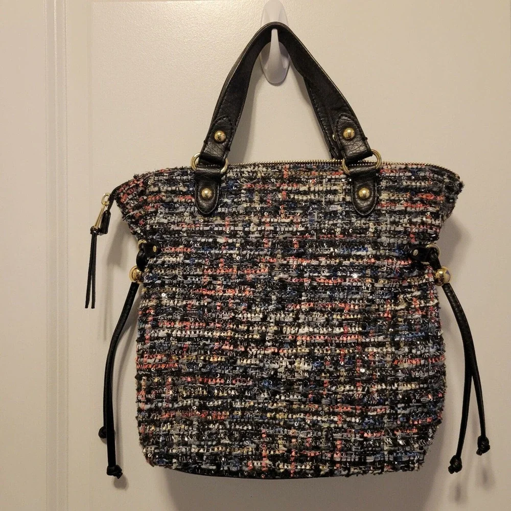 Juicy Couture Tweed Purse Small Tote Bag With Lip Embellishment Clueless Y2K